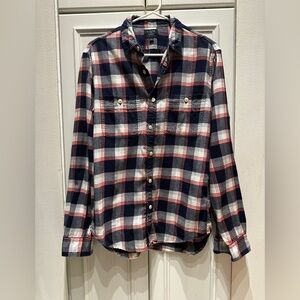J.Crew Flannel Red White and Blue Cotton Shirt Medium
